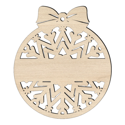 Houten kerstbal vlok met naam strik