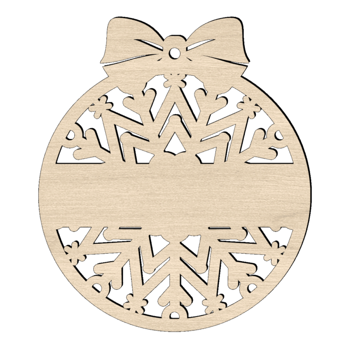Houten kerstbal vlok met naam strik