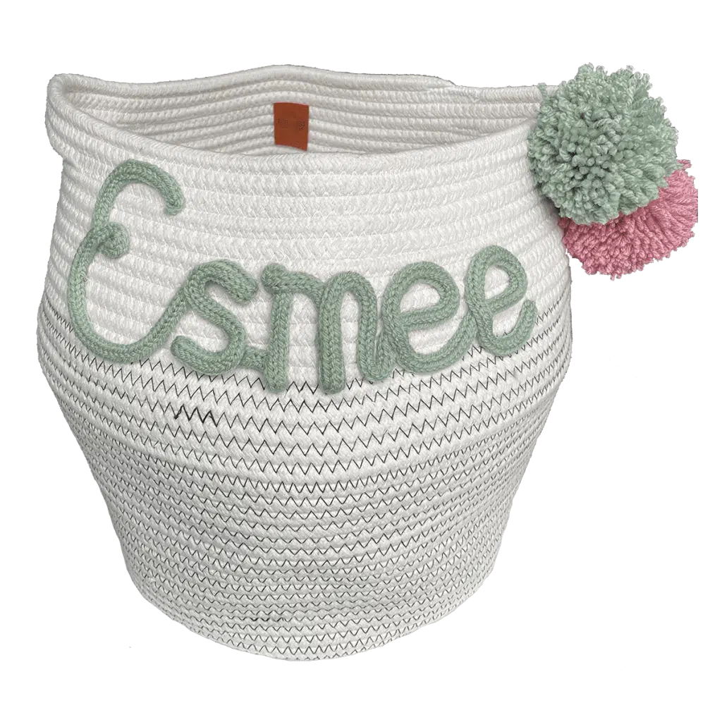 Cesta infantil de algodón con nombre