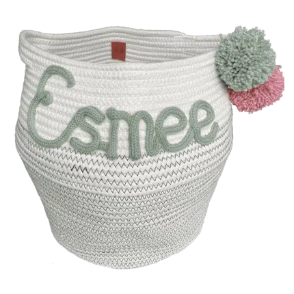 Cesta infantil de algodón con nombre
