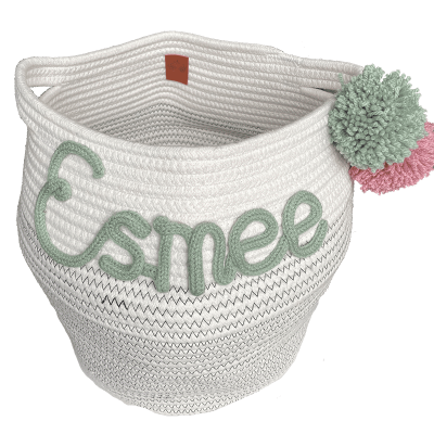 Cesta infantil de algodón con nombre