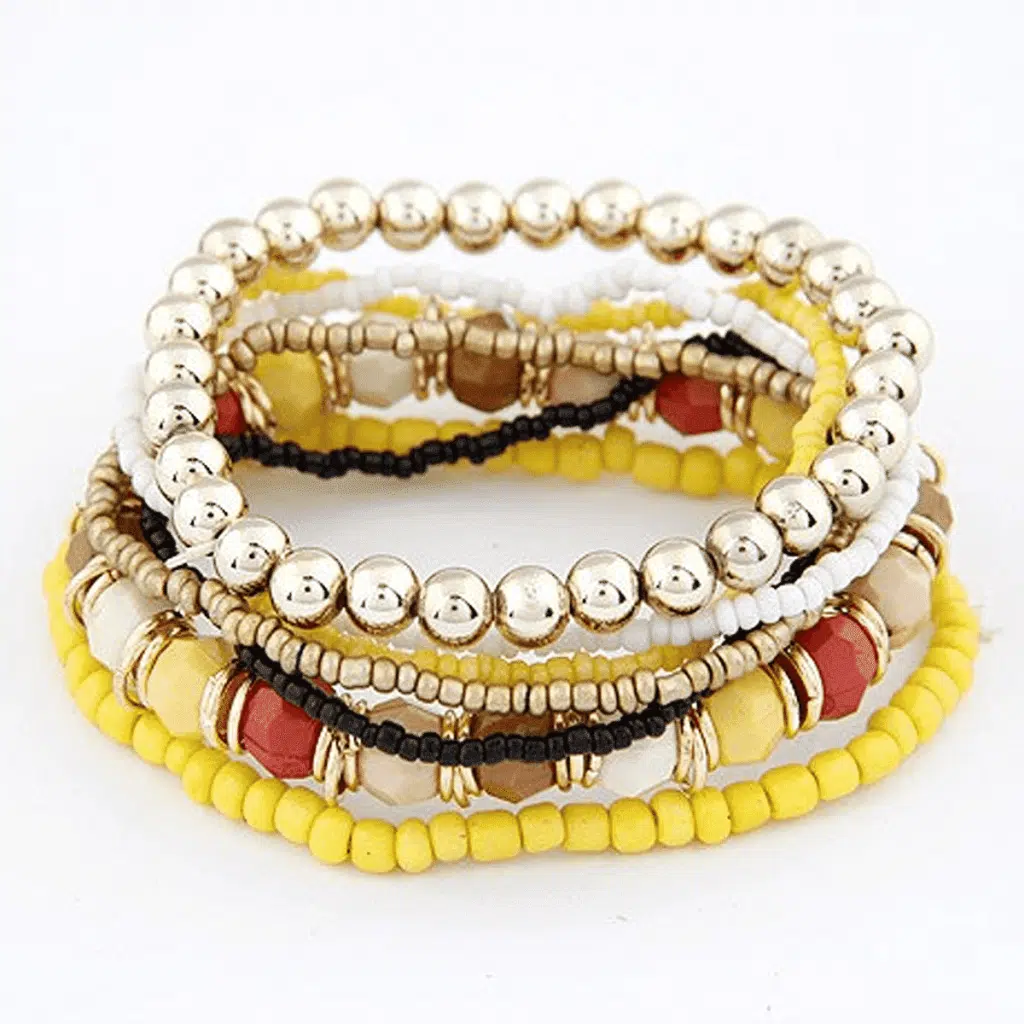 Bohemian Charm Wrap Armband geel