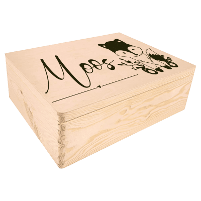 Natuurlijk houten vos kist met naam