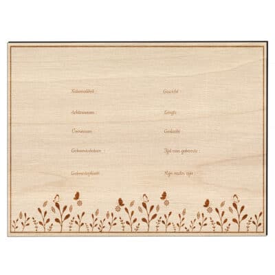 Natuurlijk houten geboortekist met naam