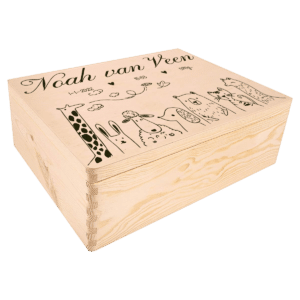 Waanzinnig houten naamkist met dieren klein