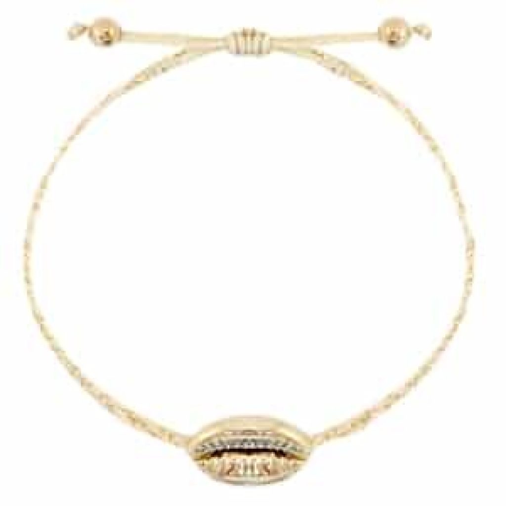 Trendy armband schelp beige goud