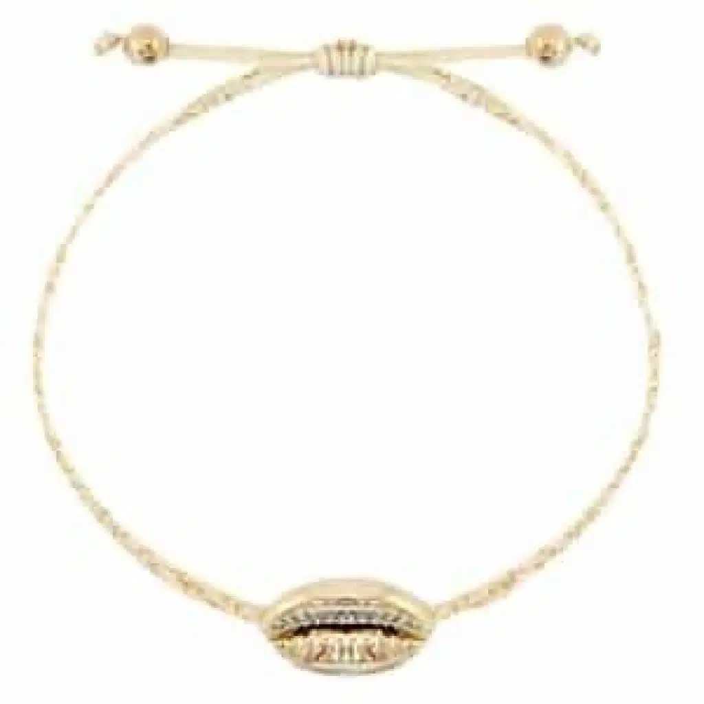Trendy armband schelp beige goud