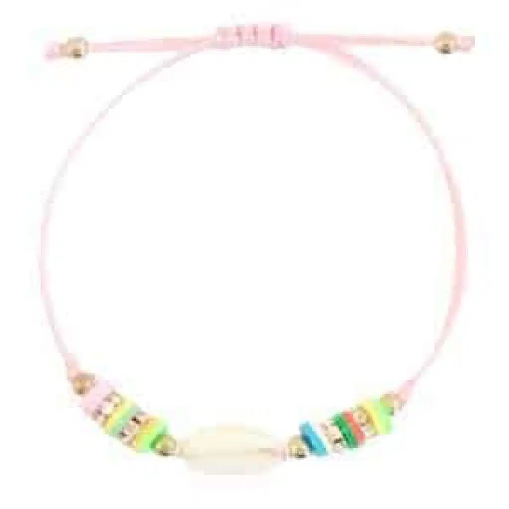 Trendy armband schelp multikleur roze
