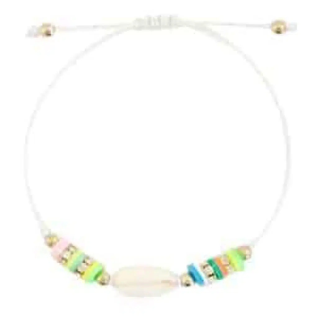 Trendy armband schelp multikleur wit
