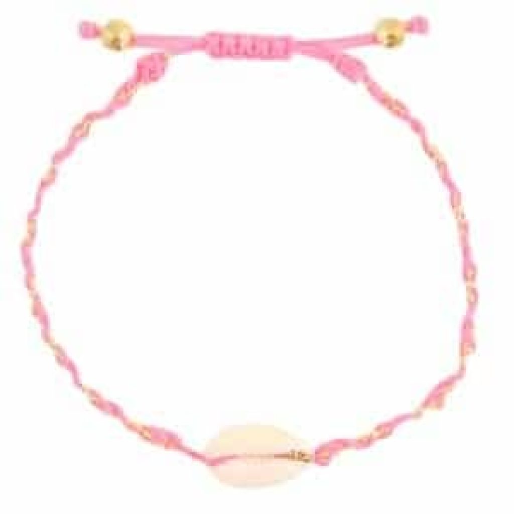 Trendy armband schelp neon pink