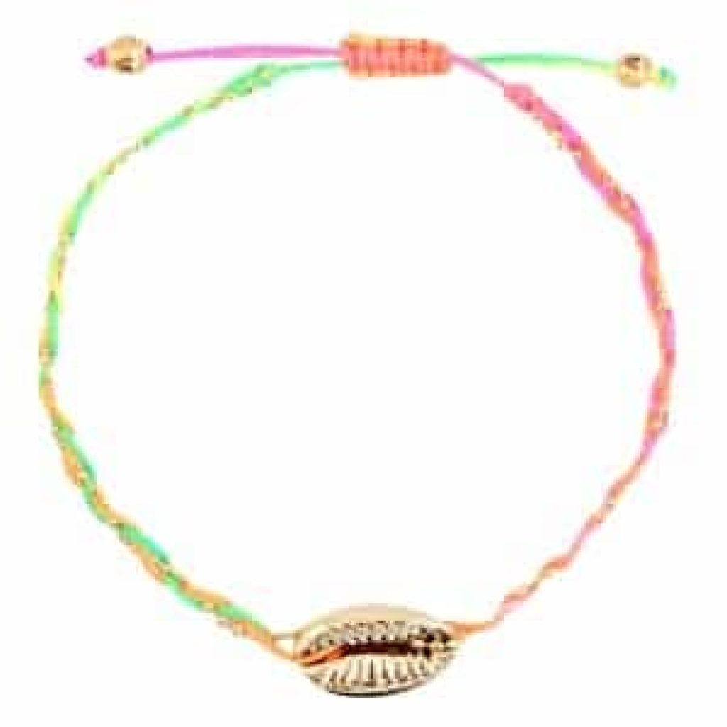 Trendy armband schelp rainbow gold