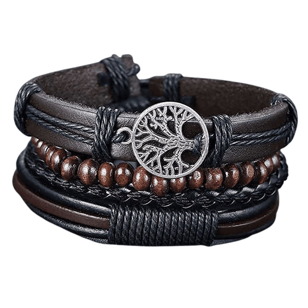 lederen heren armband vintage Life Tree