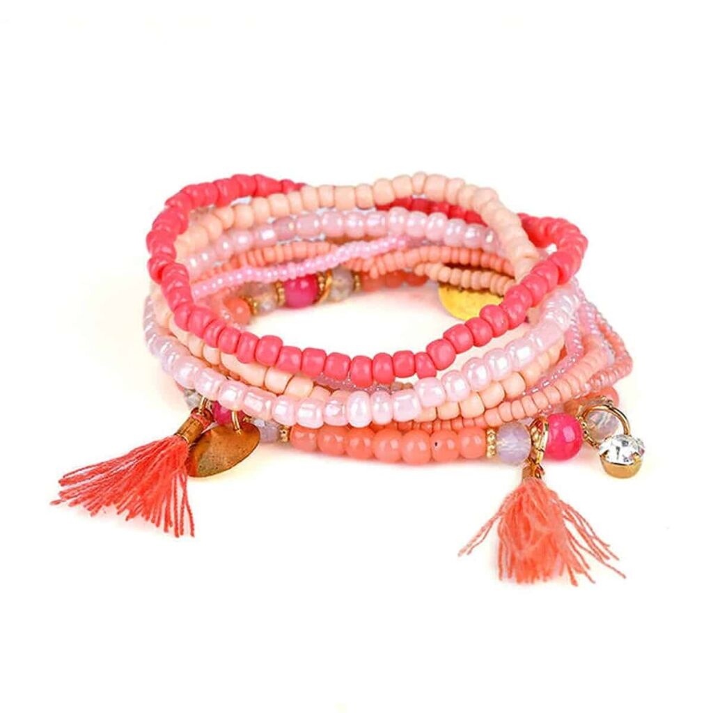 Bohemian tassel beach armband rood