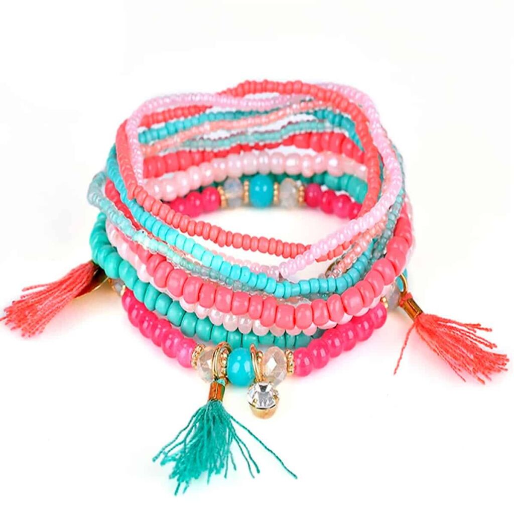 Bohemian tassel beach armband rood groen