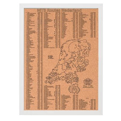 MTB Routes op kurk met gratis speldjes witte lijst