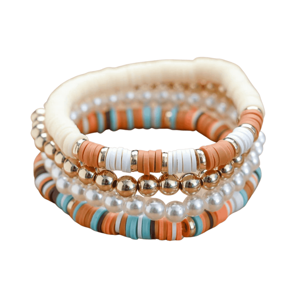 Boho bohemian heishi armband beige bruin