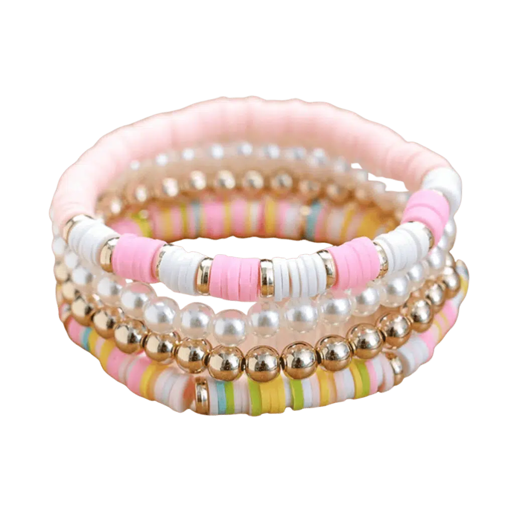 Boho bohemian heishi armband roze