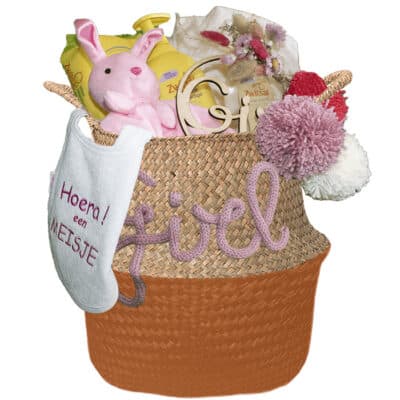 Gevulde kraam mand voor een meisje Roze diep oranje