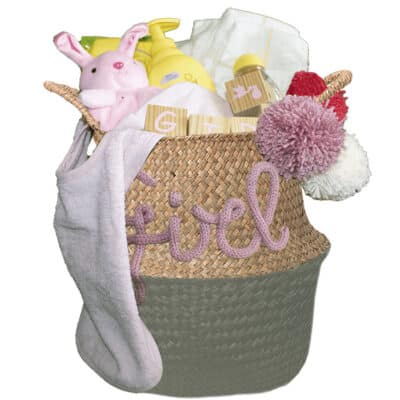 Kraam mand voor een meisje Zon olijf groen