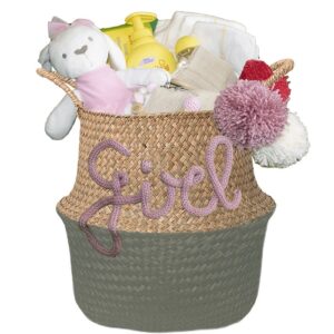 Kraammand voor een meisje Lief olijf groen 5 Kraammand voor een meisje Lief olijf groen