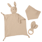 Knuffeldoek konijntje kraamcadeau khaki