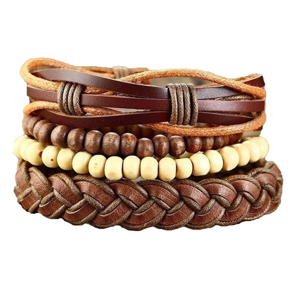 Leren armband bruin met kraal