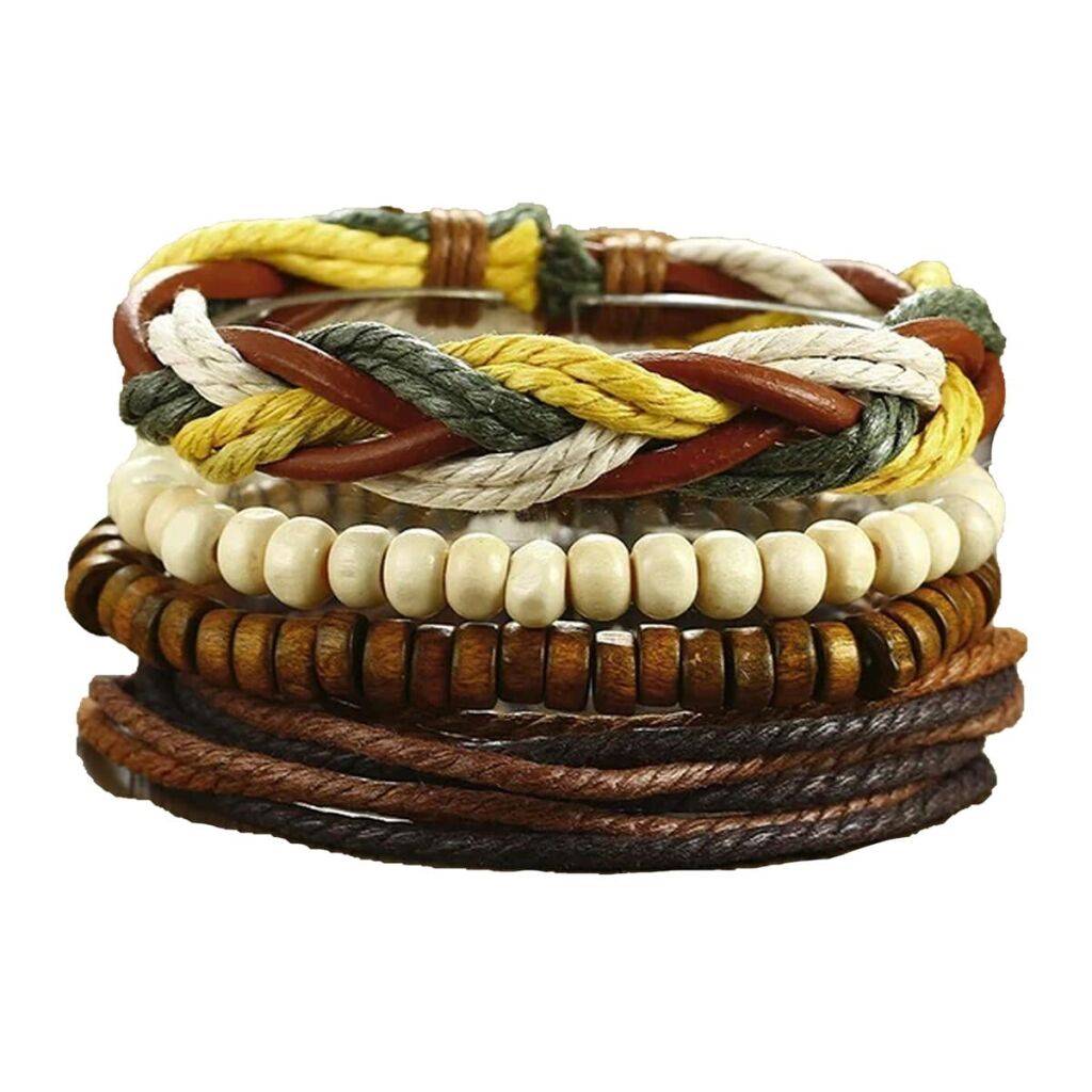 Leren armband vintage gevlochten tribal