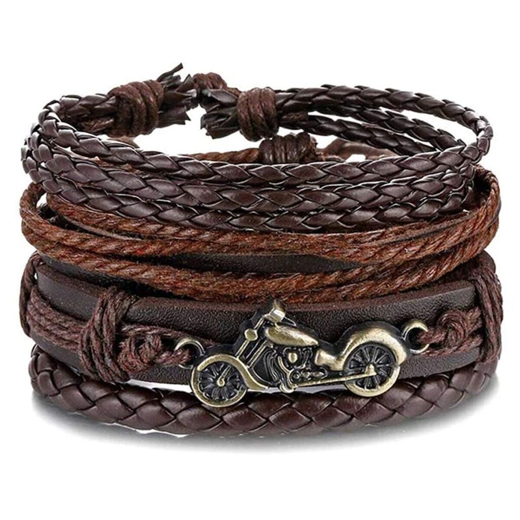 Leren armband vintage motor