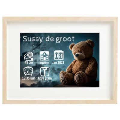 Beer poster geboorte met stats