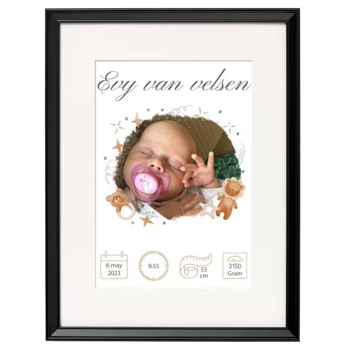 Geboorte newborn poster in lijst 4
