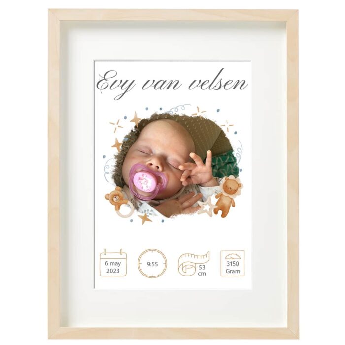 Geboorte newborn poster in lijst 5