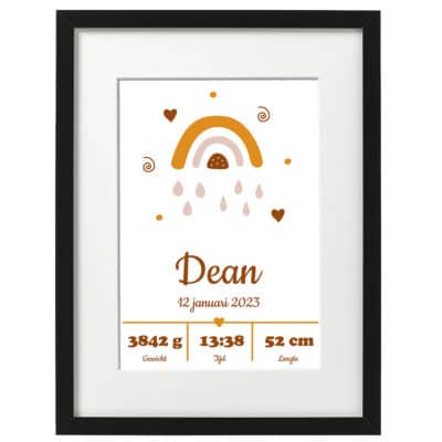 Geboorte poster gepersonaliseerd regenboog 2