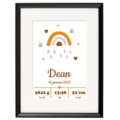 Geboorte poster gepersonaliseerd regenboog 4