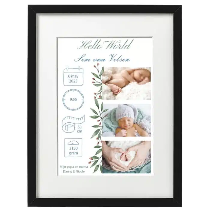 Geboorte print fotolijst met baby foto jongen - Imagen 2