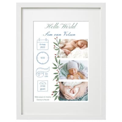 Geboorte poster met foto jongen