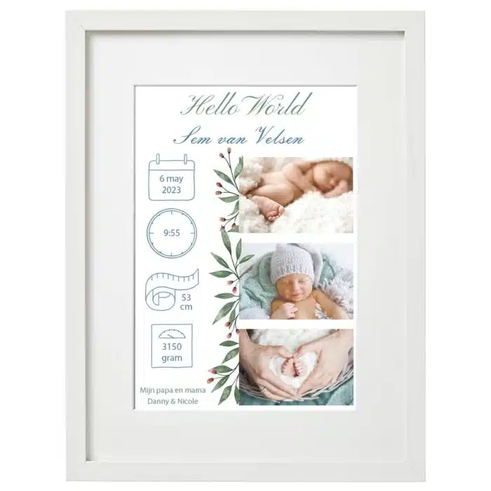 Geboorte print fotolijst met baby foto jongen - Imagen 5