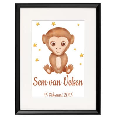 Gepersonaliseerde geboorte poster aapje 4