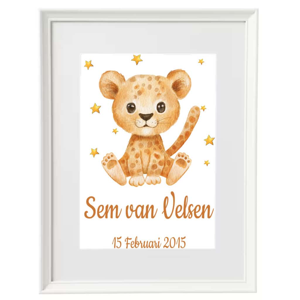 Geboorte print geboorte poster cheeta met stats