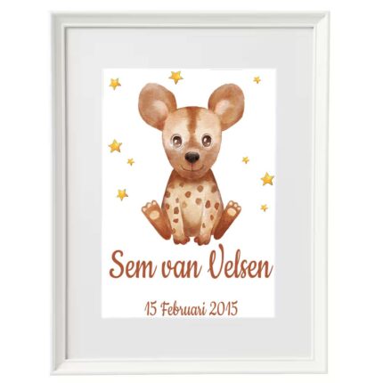 Geboorte print geboorte poster hyena met stats
