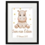 Geboorte print geboorte poster nijlpaard met stats - Imagen 5