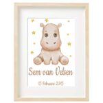 Geboorte print geboorte poster nijlpaard met stats - Imagen 6