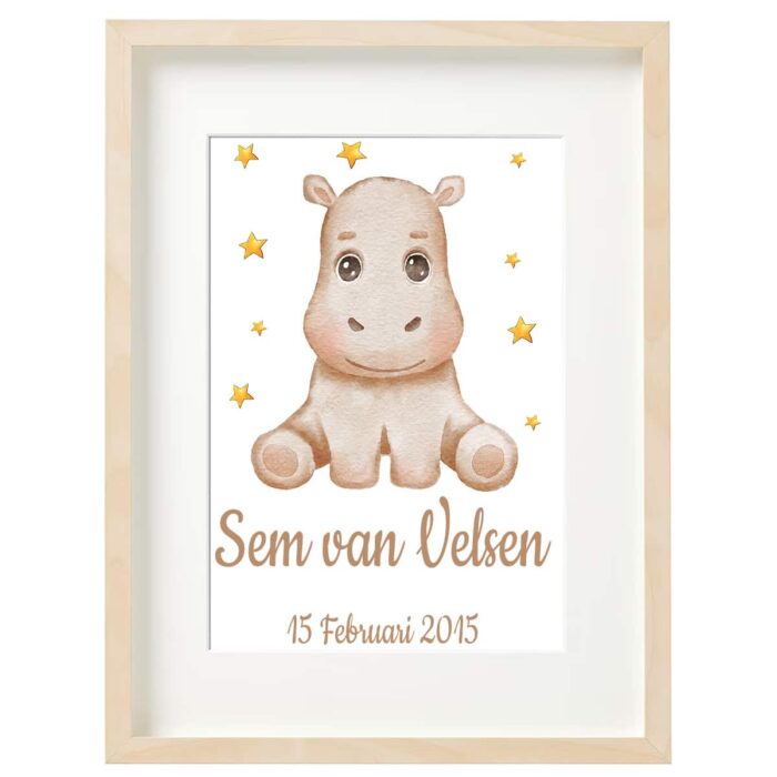 Gepersonaliseerde geboorte poster nijlpaard 5