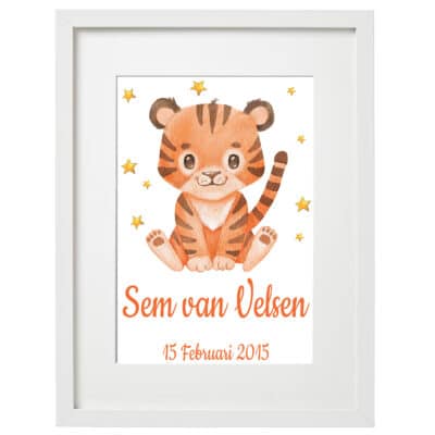 Gepersonaliseerde geboorte poster tijger
