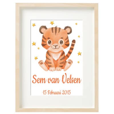 Gepersonaliseerde geboorte poster tijger 5