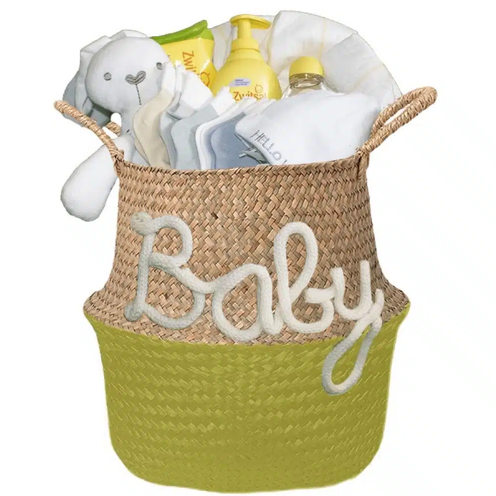 Kraam cadeau mand babygift neutraal met naam - Imagen 5