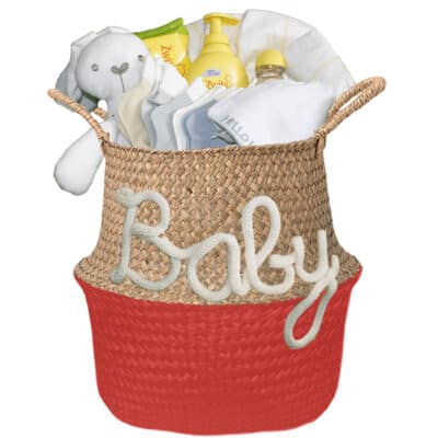 Gevulde kraam mand neutraal Babygift lipstick rood 1