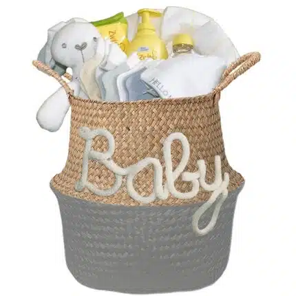Kraam cadeau mand babygift neutraal met naam