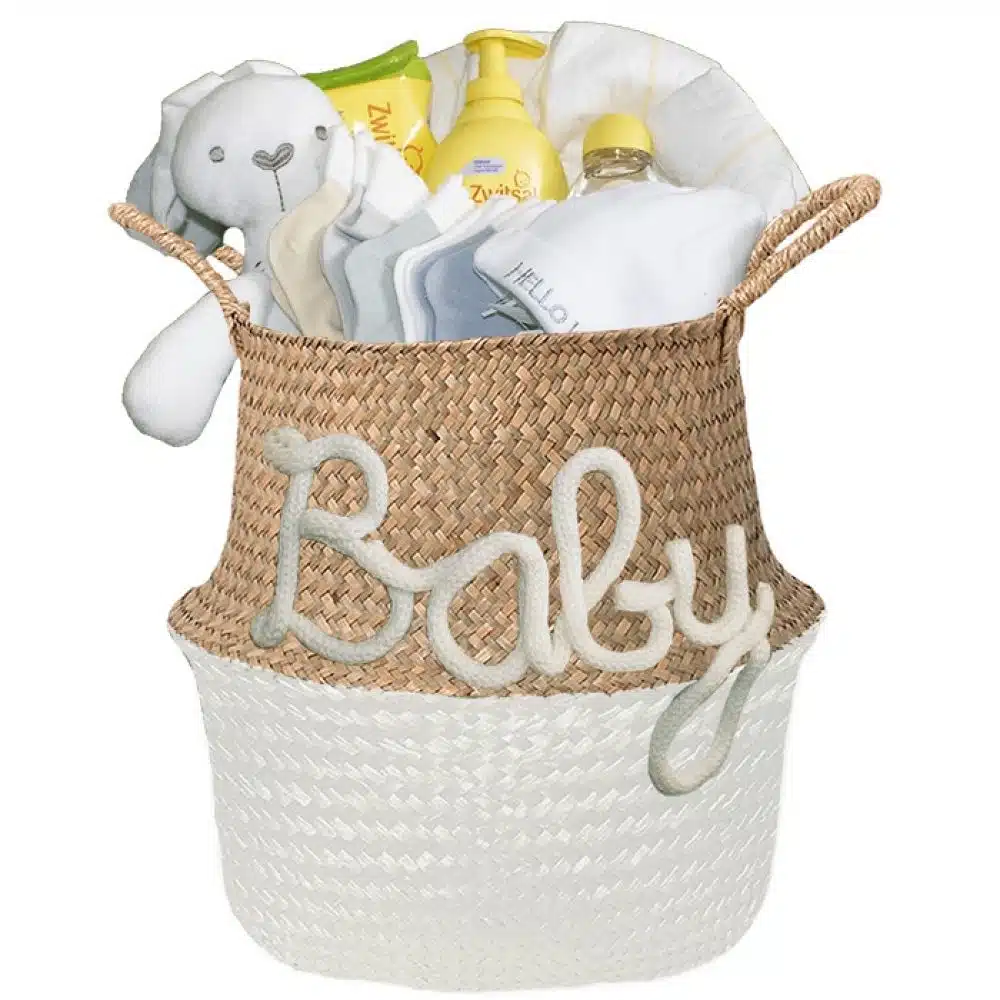 Kraam cadeau mand babygift neutraal met naam - Imagen 13