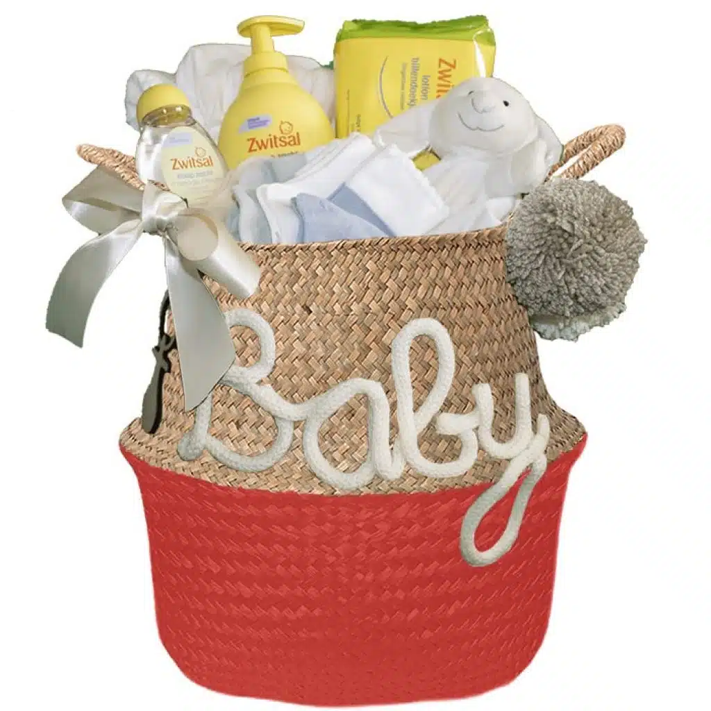 Kraam cadeau mand unisex neutraal met naam