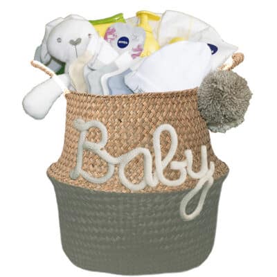 Gevulde kraammand neutraal Wish olijf groen